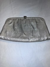 After Five Bag Purse Clutch Vintage Evening Silver Tone Leaf Shaped Clip