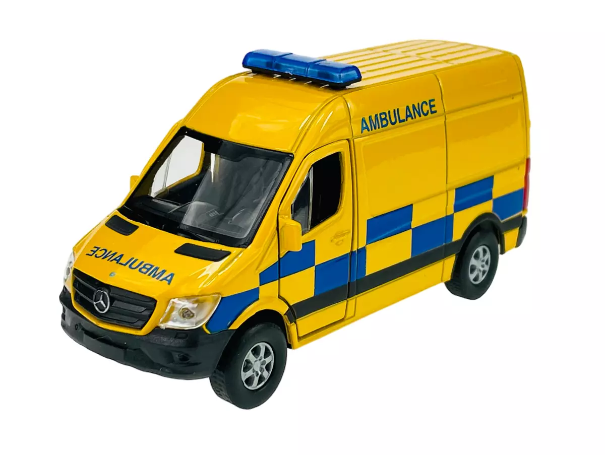 WELLY MERCEDES BENZ SPRINTER PANEL VAN AMBULANCE YELLOW 1 34 DIE