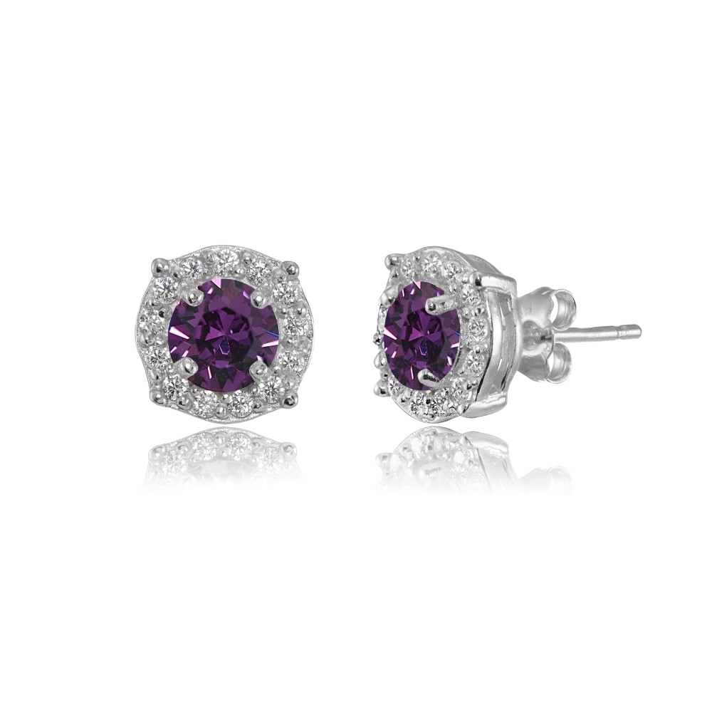 5mm Purple Halo Stud Earrings created with Swarovski Crystals in