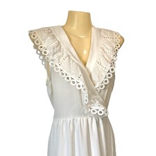 Entro Midi Lace Dress Sleeveless Strap Tie Wrap Romantic Bridal Summer White Med