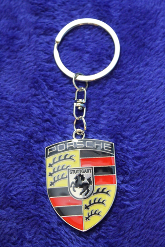 Light Metal Porsche License Plate Frame Key Fob Key Chain Accessory Crest - Picture 3 of 14