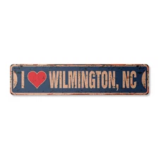 I LOVE WILMINGTON NORTH CAROLINA Vintage Street Sign nc city state us rustic