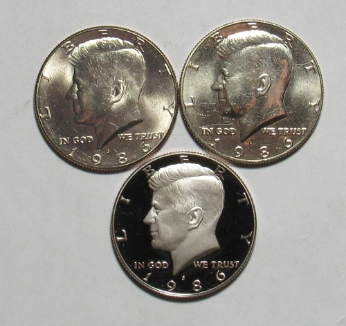 1986 P,D&S Kennedy Half Dollars in BU and Proof Condition