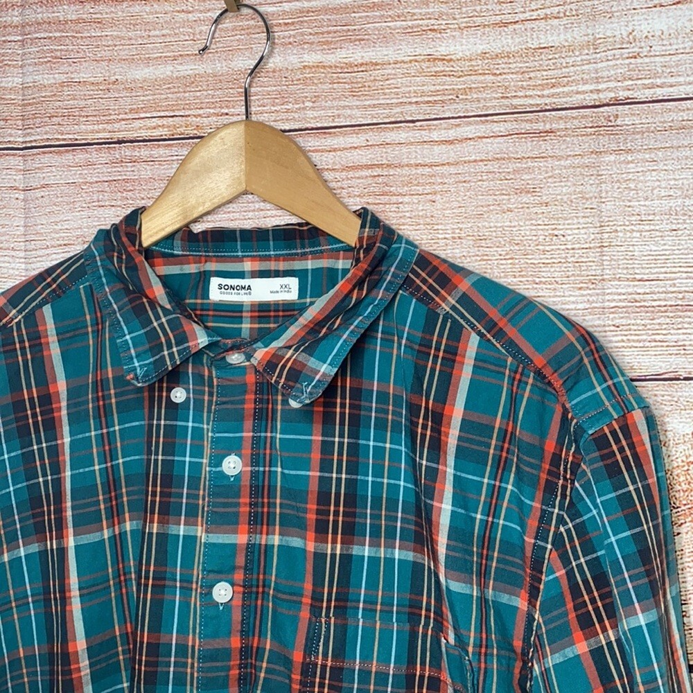 Sonoma Goods For Life Men’s Plaid Green Button Down Shirt XXL