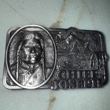 Chief Joseph Belt Buckle 3-D layered design Siskiyou 1982 3.5 x 2.25 in 6 oz VTG