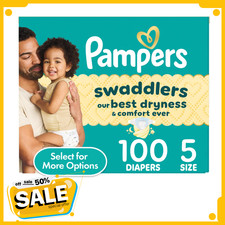 Pampers Swaddlers Fragrance Free Baby Diapers Size 5, 100 Count, FreeShipping