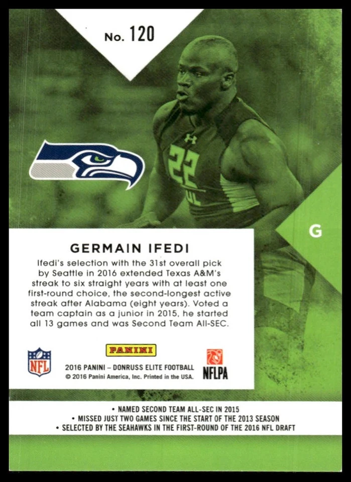 2016 Donruss Elite #120 Germain Ifedi [GOATCARDS] - Image 2 of 2