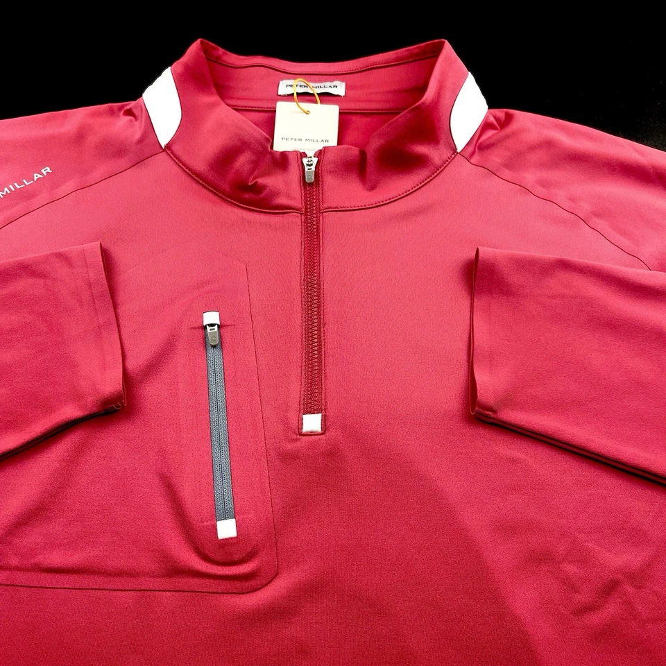 Peter Millar Crown Sport Performance Quarter Zip Sweater Cape Red 2XL $145 - Image 4 of 4