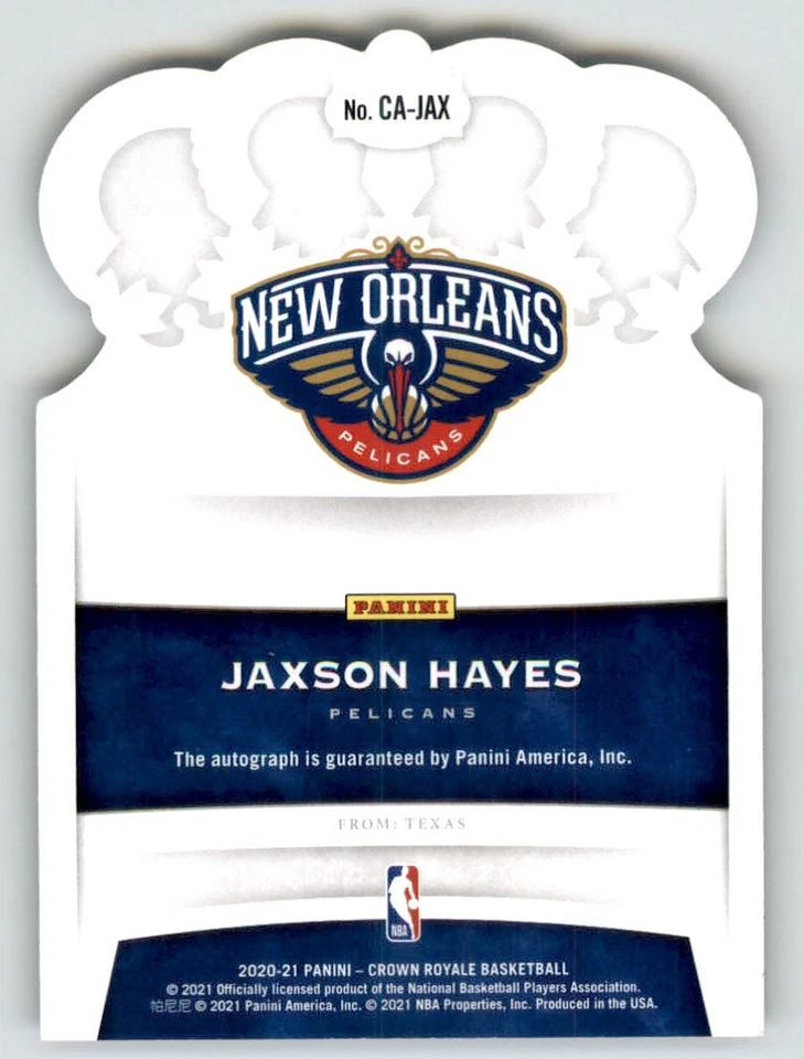 2020-21 Crown Royale Crown Autographs Purple #5 Jaxson Hayes /25 - Image 2 of 2