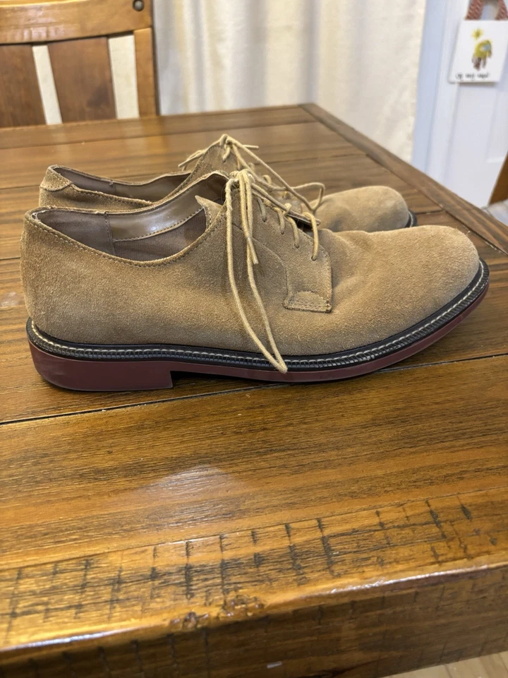 Chaps Men’s Tan Suede Oxford Dress Shoes – Size 10.5M – Leather Upper – EUC - Image 2 of 4