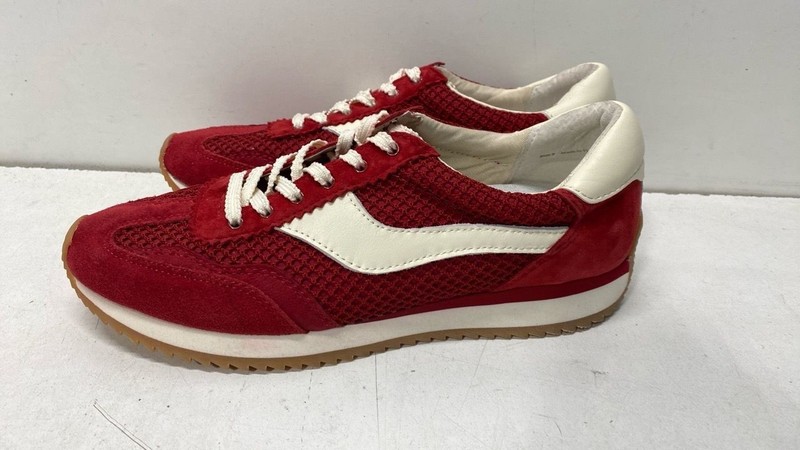 Dolce Vita Women Sneakers Red Suede Mesh Lace-Up 8.5