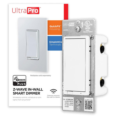 Z-Wave Smart Rocker Light Dimmer with Quickfit and Simplewire, 3-Way Ready, Comp