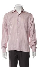 Loro Piana Men's Pink Brown Striped 100 Cotton Dress Shirt Size 16/41