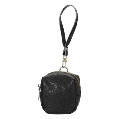 Für Mini Münzbeutel, 3.9"x3.1" süße PU-Leder Kopfhörertasche, Schwarz - Bild 1 von 4