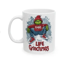 Green Christmas Character Thug Life Style Ceramic Coffee Mug Gift Fun