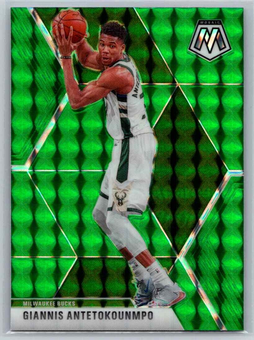 2019-20 Panini Mosaic #75 Giannis Antetokounmpo Green Prizm