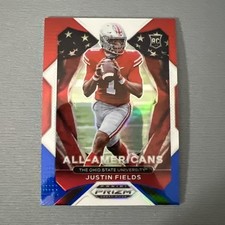 2021 Panini Prizm - All-American Justin Fields #192 Red White & Blue Prizm (RC)