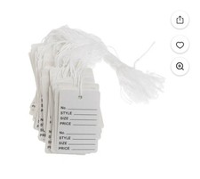 1-7/8" White Paper Pre-Printed String Tags Package of 100 