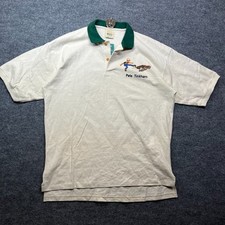 Eco Fiber Polo Shirt Men's XL Ivory Green Contrast Collar Classic USA Made NWT