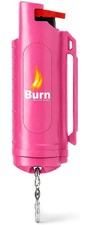 Burn Pepper Spray 1/2oz Police Strength OC Self Defense Keychain Pink