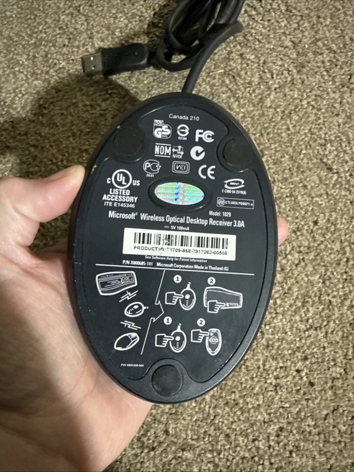 Microsoft Wireless Optical Desktop Receiver 3.0A Model 1029 PS/2 and USB Cable - Image 2 of 4