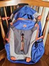 Ozark Trail Outdoor Equipment Orange Blue Backpack Daypack Hiking Bag 26L READ