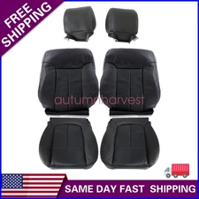 For 2009-2014 Ford F150 Front Bottom & Top Seat Cover Black + Headrest Cover