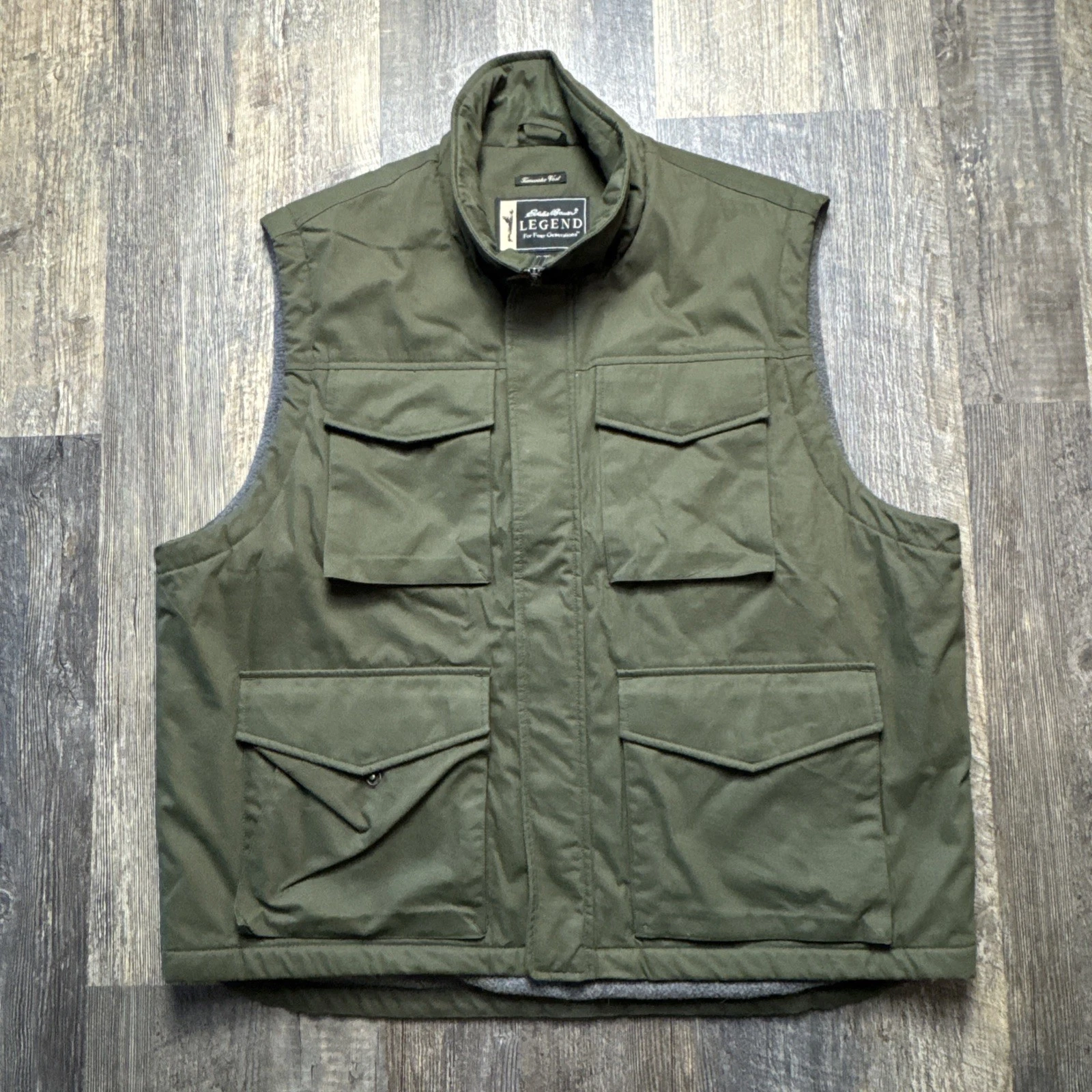 Eddie Bauer Legend Green Fleece Lined Tumwater Outdoors Vest Jacket Mens Large