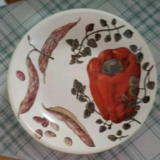 Williams Sonoma Red Pepper Vegetable 9.5" Ceramic Pasta Dish Serving Bowl #738