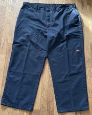 Mens Dickies Double Knee Work Pants Navy Blue Pockets Size 46x30 46x29 
