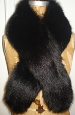 Stunning Black Fox Fur Scarf Wrap Stole Size 44" X 5" FREE SHIPPING Excell Cond