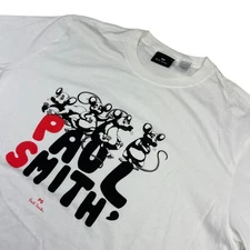 Paul Smith Men's Mice 100% Organic Cotton S/S Crewneck T-Shirt White • Medium