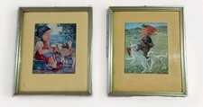  Arnulf Miniaturbild Kinderbild mit Lämmern Druck signiert Glasrahmen  Art Print