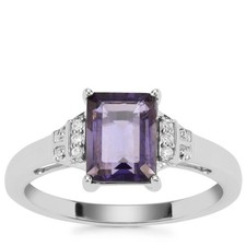 GEMPORIA Bengal Iolite Ring with White Zircon in Sterling Silver 1.30cts SizeT-U