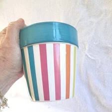 Striped Ceramic Flower Plant Pot  5" Tx5"W OLD MAIN CO Flower Market *New