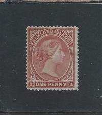 FALKLAND JEST 1878-79 1d BORDO (BEZ ZNAKU WODNEGO) W IDEALNYM STANIE SG 1 KOT 800 GBP