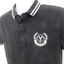 True Religion Polo Shirt Mens S 100 Cotton Black SS Logo Straight Bottom