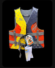 Stearns Hydroprene Adult S/M PFD Life Jacket, USCG Approved, Gray/Orange/Yellow