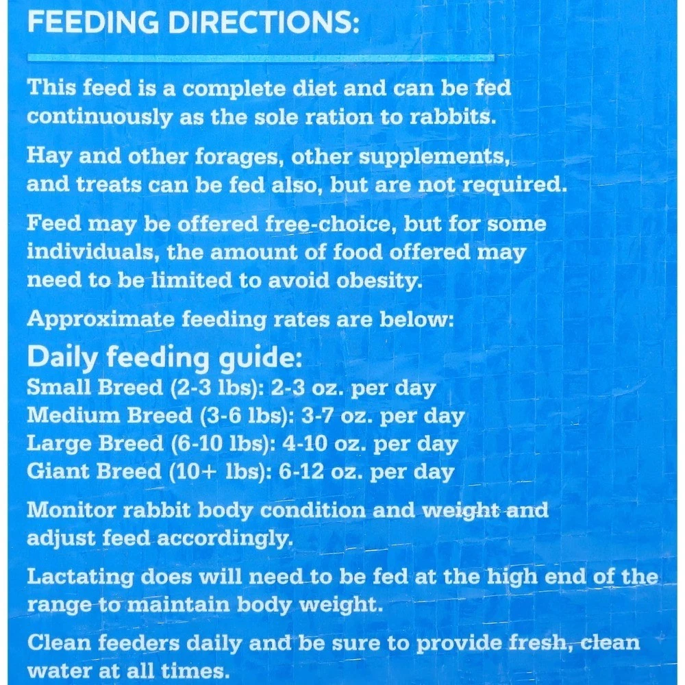 Rabbit Food Pellets, 25 lb Bag, Natural Hay Based Feed for Adult Rabbits, High - thumbnail 5
