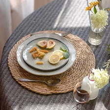 6 Pcs 12" round Woven Rattan Placemats Natural Hand-Woven Water Hyacinth Braided
