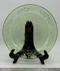 Vtg Federal 1935-1939 Green Uranium/Depression Glass Sharon Cabbage Rose 9"Plate