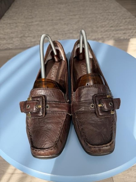 Women Gabor Heels Brown Leather 37.5 #8B51