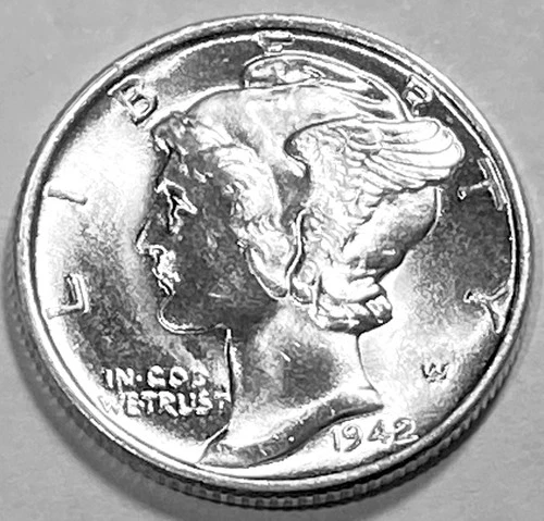 1942 P MERCURY DIME SUPERB GEM BU +  No Reserve  *J2119