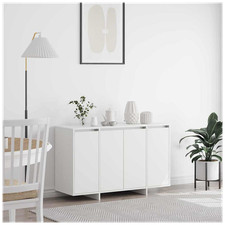Sideboard 120x41x75cm White Engineered Wood 4 Door Minimalist Storage Unit Slim