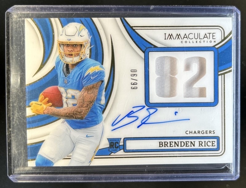 2024 Panini Immaculate Brenden Rice Numbers Rookie Patch Auto RC #/99 Chargers