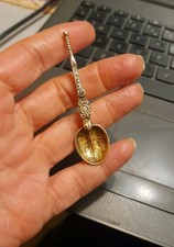 Small (6.5 cm) Gold plated Sterling silver Anointing spoon - hallmarked