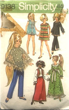 Simplicity Pattern 9138 - Wardrobe for Teen Dolls - Size 15 1/2" - Cut