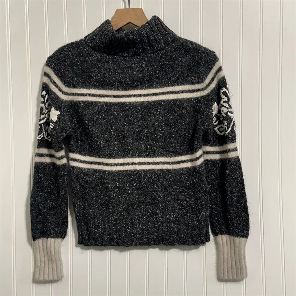 Suéter para mujer Dressbarn vintage floral cuello alto negro talla S Foto 2 de 4