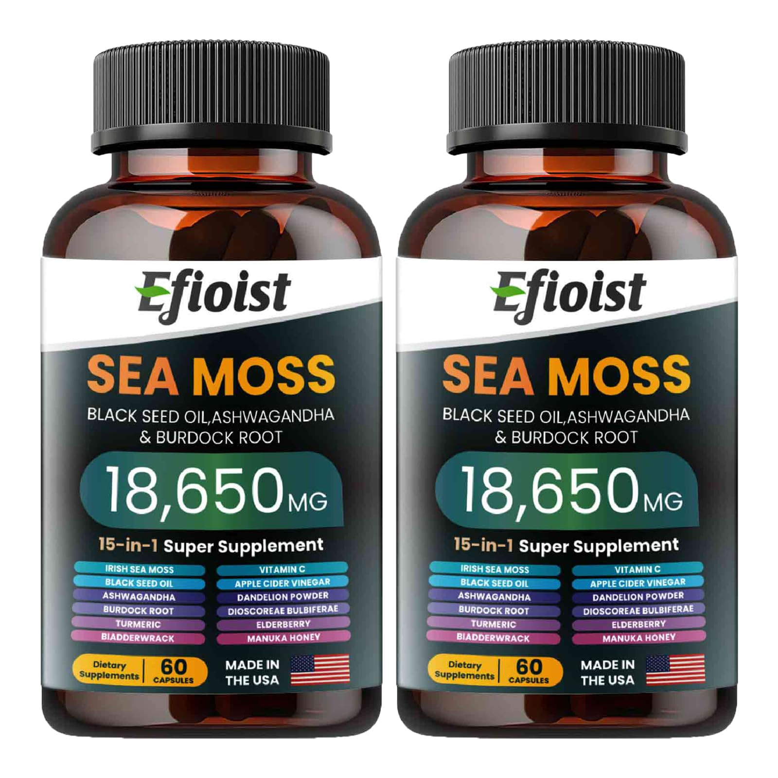 Sea Moss Black Oil Infused with Ashwagandha Burdock Root Turmeric Bladderwrack & Chlorophyll