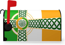 Celtic Irish Flag Mailbox Cover - St. Patrick'S Day  Shamrocks Wrap - Farmhouse
